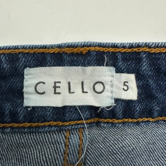 Cello Flare Raw Hem Women's size 5 Dark Wash Blue Denim Jeans - Picture 3 of 5